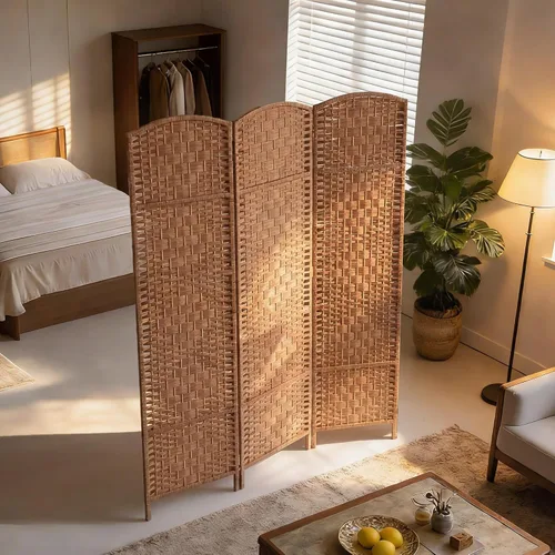 Miniatura 6 de HOMCOM – Separador de ambientes de 3 paneles plegables, pantalla divisora de privacidad de 6 pies (1.8 m) de alto, partición de pared de mimbre