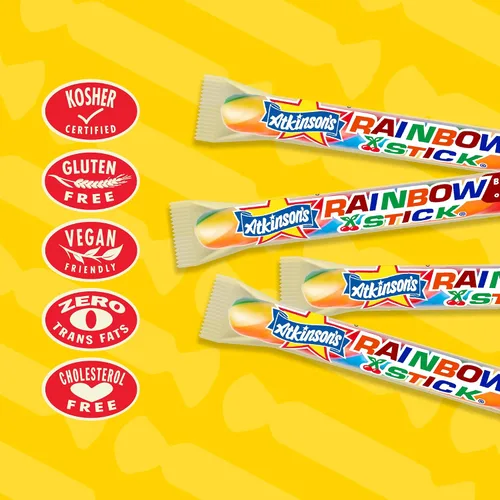 Miniatura 6 de Atkinson's Palitos de caramelo con sabor a cereza Rainbow Twist Sticks 0.7oz 52ct