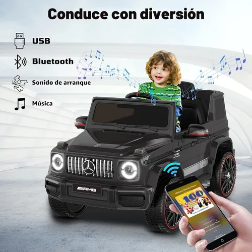Miniatura 5 de ANPABO Auto de juguete Mercedes-Benz G63 con licencia, para niños, 12 V, con control remoto para padres, aviso de batería baja, faro delantero LED
