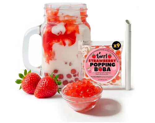 Miniatura 17 de Twrl Cobertura de té Boba de burbujas de azúcar morena – Perlas Boba taiwanesas, cobertura de tapioca estilo café, instantáneo, perfecto para té