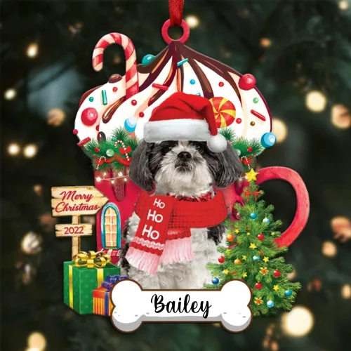 Miniatura 135 de Amantes de los perros de Navidad – Navidad de perros disponibles para muchos perros Shi Tzu – Adorno con forma personalizada, adorno de Navidad