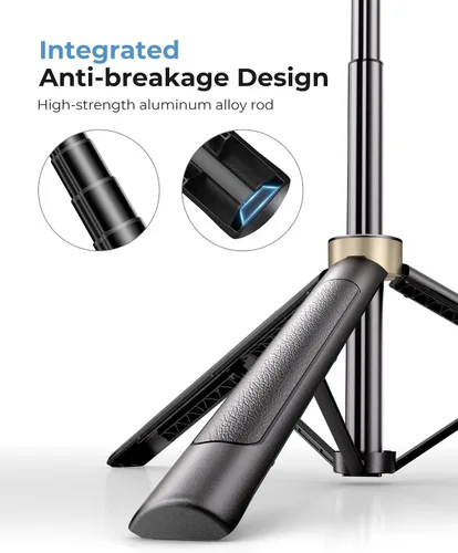 Miniatura 3 de Trípode de teléfono de 72 pulgadas, trípode para iPhone con control remoto inalámbrico, palo selfie portátil para iPhone, transmisión en vivo, Negro