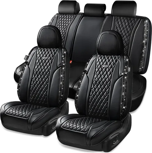 Miniatura 19 de Car Pass Funda de asiento, cuero napa rosa, asientos delanteros, impermeable, resistente, antideslizante, universal para el 95% de automóviles, SUV