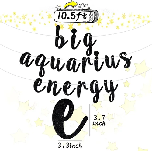 Miniatura 2 de Big Aquarius - Cartel de energía de Acuario, letrero de feliz cumpleaños con temática del zodiaco de 12 constelaciones, suministros de decoración