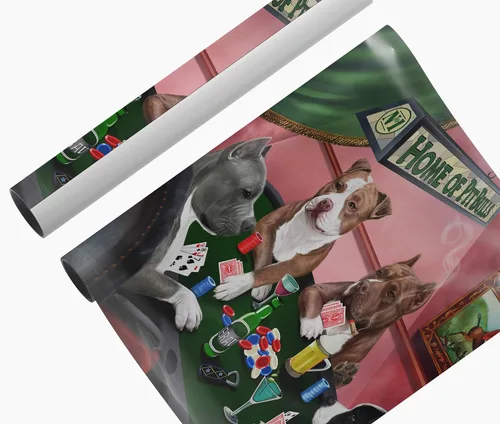 Miniatura 10 de Home of Poker Playing Pit Bull Dogs - Lienzo decorativo de pared de alta calidad listo para colgar, lienzo de pared impreso de animales únicos