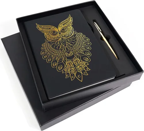 Miniatura 11 de Veway Juego de regalo de diario y bolígrafo de mandala - Diario de cuero vegano con bolígrafo - Diario profesional para mujeres u hombres - Juego