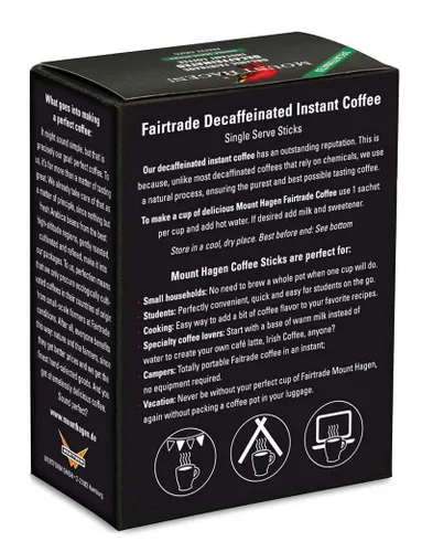 Miniatura 6 de Mount Hagen 25 paquetes de café descafeinado instantáneo de una sola porción – 1 paquete Granos arábica orgánicos descafeinados de tostado medio