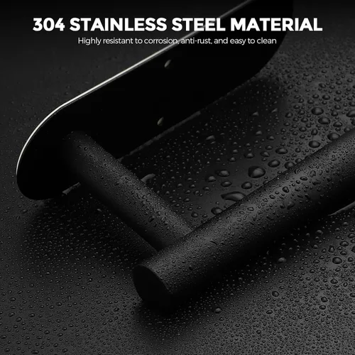 Miniatura 7 de Paquete de 2 soportes para toallas de papel, acero inoxidable SUS304 negro mate, autoadhesivo o perforador, soporte de pared para cocina y baño
