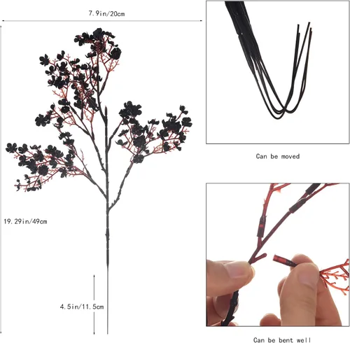 Miniatura 4 de 15 piezas de flores artificiales de aliento de bebé, plantas de seda falsas con sensación real, ramos florales de bricolaje para decoración de bodas