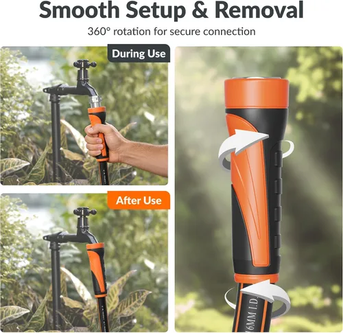 Miniatura 4 de Giraffe Tools - Manguera conectora corta de jardín de 15 pies x 5/8 pulgadas, resistente, flexible, ligera, material híbrido con mango giratorio