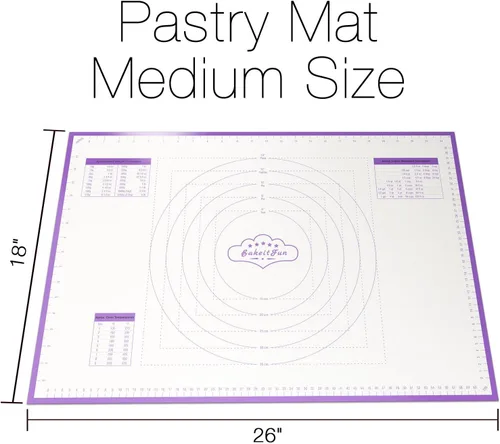 Miniatura 2 de Alfombrilla de silicona para repostería grande, alfombrilla antiadherente para amasar con marcas de medida en pulgadas y centímetros, cuadros