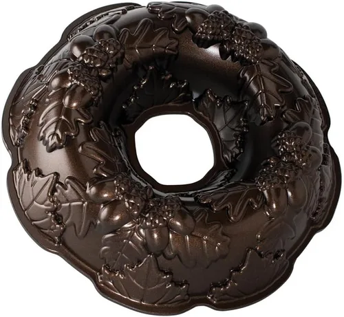 Nordic Ware, molde de corona con diseño otoñal para pan, color bronce.