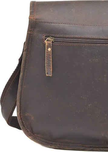 Miniatura 4 de Bolso cruzado de cuero de 14 pulgadas para mujer, bolso de hombro para mujer, bolso de viaje de grano completo, Vintage
