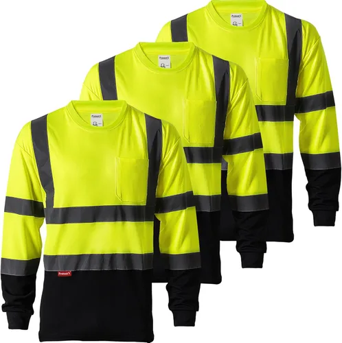 ProtectX Camisas de manga larga de alta visibilidad, camiseta de seguridad reflectante de alta visibilidad para hombres y mujeres, camisa de