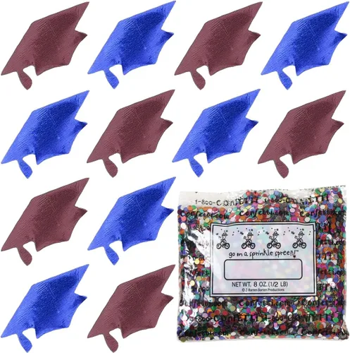 Miniatura 123 de Confetti Grad Cap Negro, Azul Marino Combo - 2 bolsas de media onza (1 oz)