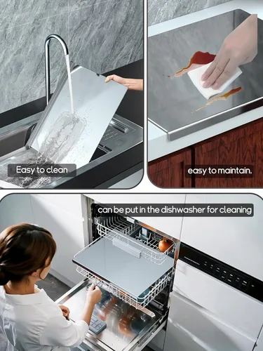 Miniatura 5 de Tabla de cortar de titanio para cocina, tabla de cortar de titanio grande, apta para lavavajillas, fácil de limpiar, tablas de cortar no tóxicas