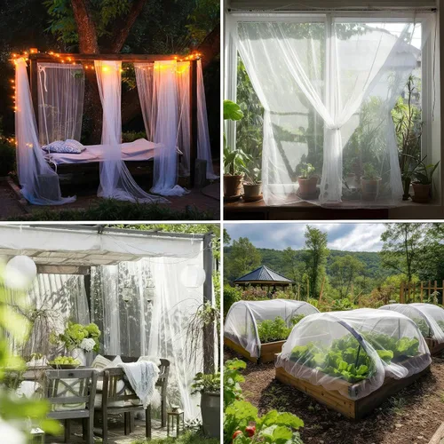 Miniatura 5 de Tela para Mosquitera DIY Blanca 2 Paquetes de Red de 10x20 Pies Cubierta para Insectos para Jardín, Patio, Exterior y Ventanas Múltiples Blanco