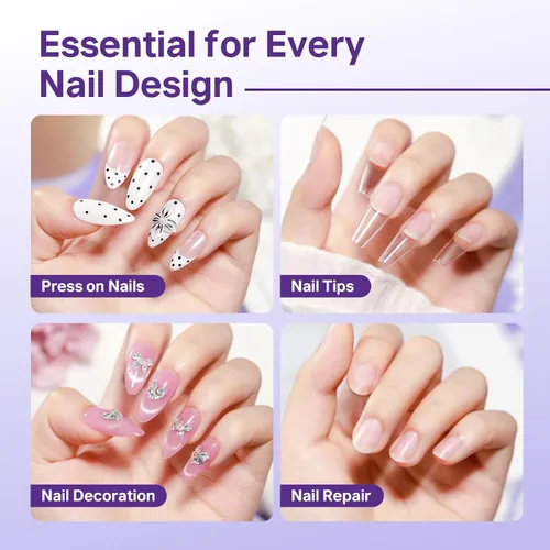 Miniatura 5 de MIZHSE Kit de pegamento de uñas semisólido de 0.35 oz y removedor de 0.3 fl oz para puntas de uñas a presión, secado rápido súper fuerte, sin
