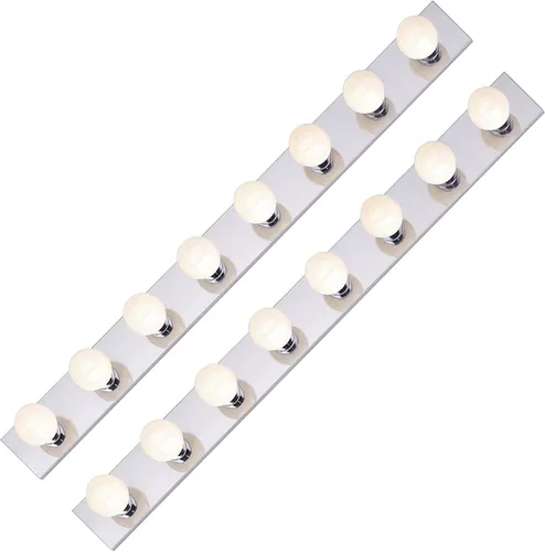 Miniatura 9 de Lighting - Tira de tres luces para tocador de estilo Hollywood con placas cromadas, accesorios de calidad de salón para dormitorio, baño, vestidor