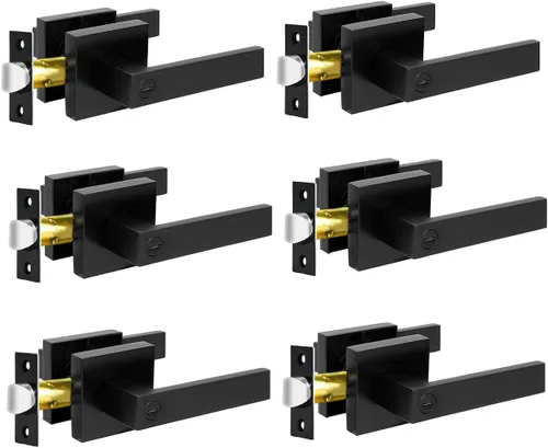 Miniatura 22 de KAMOTA Palancas de puerta de privacidad, 1 paquete de manijas de puerta de color negro mate, cerraduras de puerta de cama y baño, cerraduras