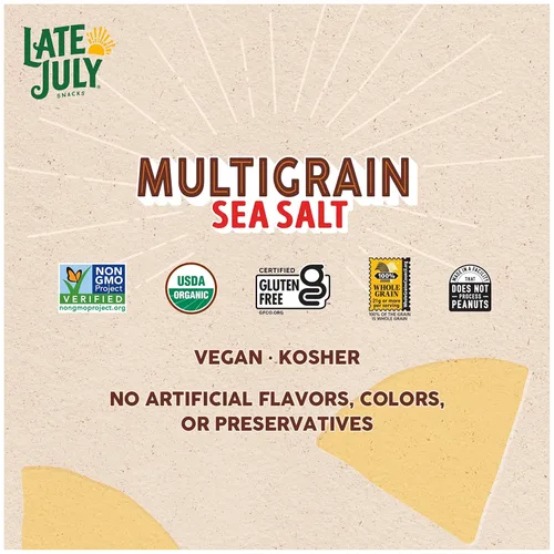 Miniatura 4 de Late July Bocadillos de tortilla de sal marina multigrano, hechos con una mezcla de granos y semillas, vegano, kosher, certificado orgánico USDA