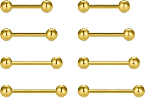 Miniatura 5 de MODRSA 14g 16g Nipple Rings Tongue Rings 14 Gauge Surgical Steel Nipple Bar Barbell 14mm 16mm 18mm Silver Rose Gold Black Tongue Piercing Jewelry
