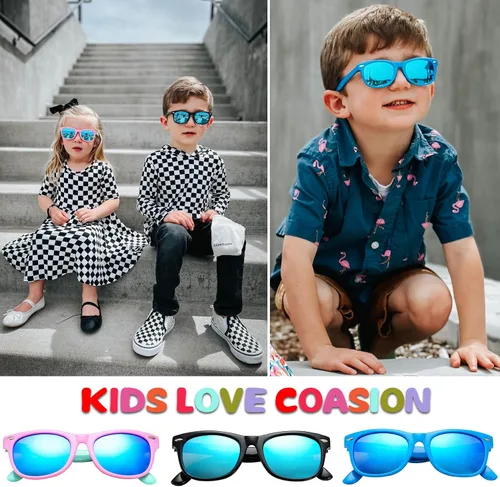 Miniatura 64 de Lentes de sol polarizados de goma elastómero termoplástico (TPEE) flexible, para niñas y niños de 3 a 9 años