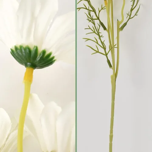 Miniatura 6 de 6 paquetes de margaritas artificiales de seda sintética de 21 pulgadas con tallos para decoración del jarrón del hogar y el jardín (blanco)
