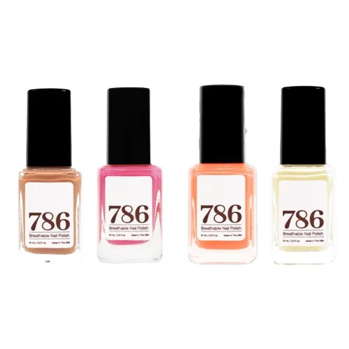 786 Cosmetics - Juego de 4 esmaltes de uñas transpirables, vegano, libre de crueldad, saludable, galardonado, halal, de secado rápido (juego de hora