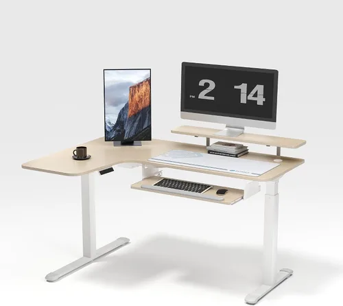 Miniatura 14 de EUREKA ERGONOMIC Escritorio eléctrico de pie en forma de L de 55 pulgadas, escritorio para juegos de computadora de altura ajustable con bandeja