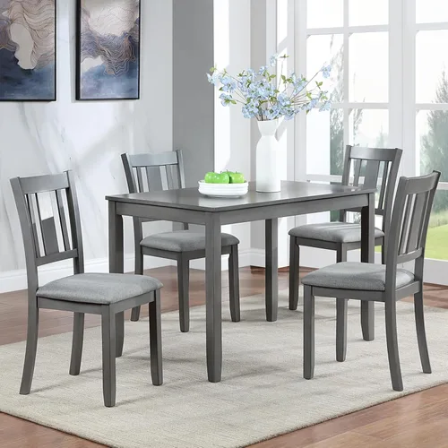Miniatura 32 de LUMISOL Juego de mesa de comedor de 5 piezas con 4 sillas, juego de mesa de cocina de granja para lugares pequeños, cocina, comedor, negro y roble