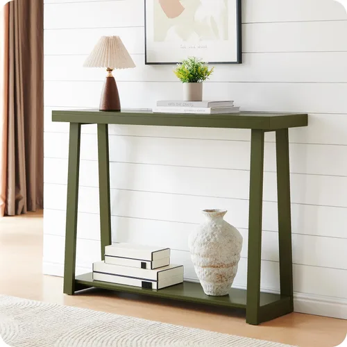 Kings Brand Furniture Emma Mesa consola estrecha con estante inferior perfecta para mesa de sofá, mesa de entrada para pasillo, detrás del sofá,