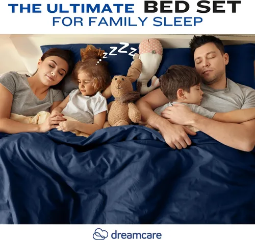 Miniatura 9 de DREAMCARE Juego de sábanas de tamaño King, 4 piezas, sábanas refrescantes de hasta 21 pulgadas de profundidad, sábanas y fundas de almohada de lujo