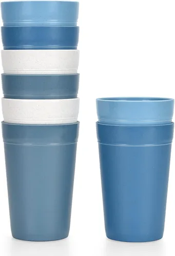 Miniatura 12 de Homestockplus 【Juego de 8】 Tazas de 20 onzas, vasos irrompibles aptos para microondas y lavavajillas, sin BPA, reutilizables y ecológicos