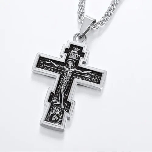 Miniatura 4 de U7 Colgante de cruz ortodoxa rusamanos rezandosigno de Ichthys para hombres y mujeres, acero inoxidable chapado en oro de 18 quilates, collar