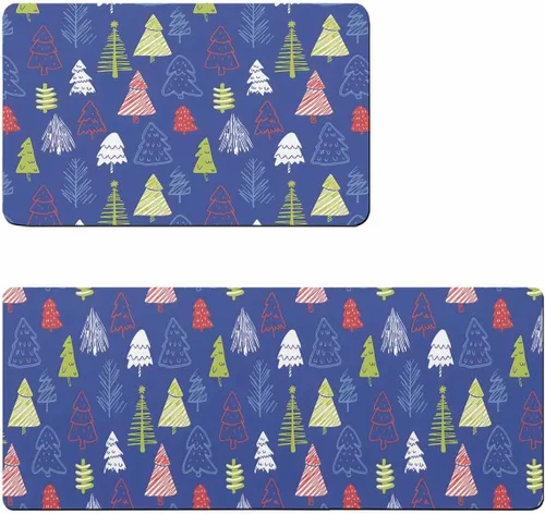 Tapete de baño azul para árbol de Navidad, antideslizante, de secado rápido y absorbente, tierra de diatomeas, fregadero, dormitorio, cocina,