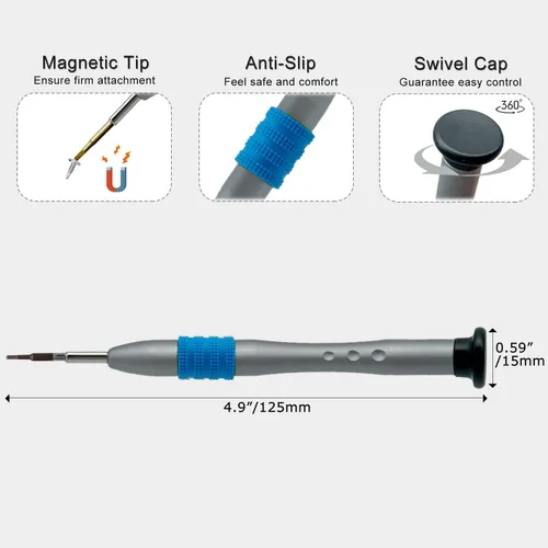 Miniatura 3 de Destornillador pequeño de cabeza plana de 0.047 in para electrónica, punta de acero magnética S2, destornillador ranurado de precisión -0.047 in