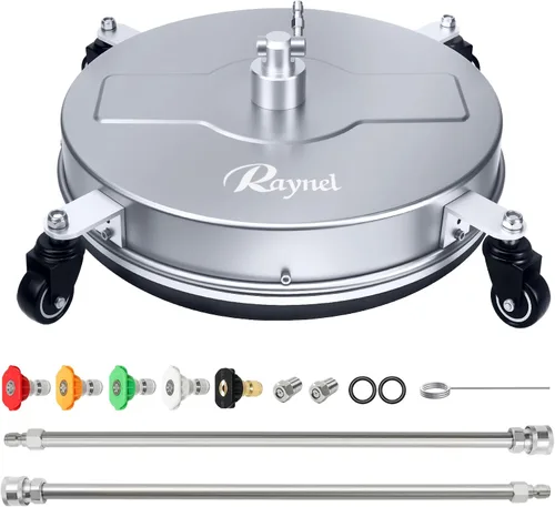 Miniatura 10 de RAYNEL Limpiador de superficies de lavadora a presión de 14 pulgadas con 4 ruedas, carcasa de acero inoxidable, conector rápido de 1/4 pulgadas, 2