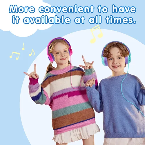 Miniatura 3 de ZIHNIC Auriculares con cable para niños, límite de volumen seguro de 85 dB para niños y niñas, almohadillas cómodas, diseño plegable