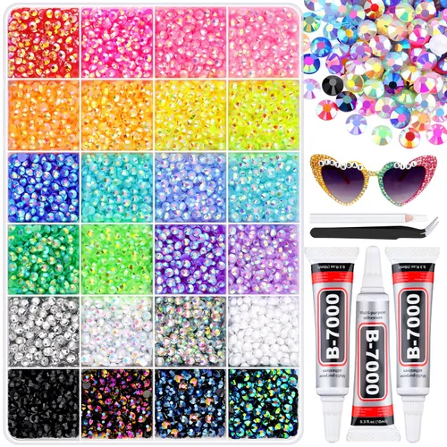 Miniatura 10 de 7000 diamantes de imitación de resina con pinzas para manualidades, diamantes de imitación de gelatina con parte trasera plana de 2/3/4/5/6mm, 4