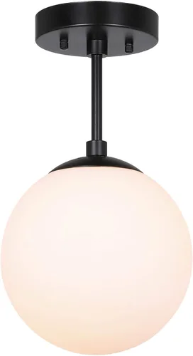 XiNBEi Lighting Lámpara de techo semiempotrada con 1 luz, luz de techo semiempotrada, acabado negro mate para sala de estar y comedor XB-SF1211-MBK