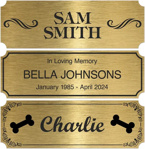 Placa de identificación grabada, placa de trofeo personalizada de 1 x 3 pulgadas, marco de fotos, urna y placa de recuerdos, parte trasera adhesiva