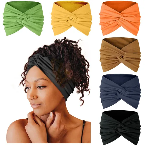 Miniatura 12 de Tobeffect Diademas extra anchas de 7 pulgadas para mujer, diadema grande y gruesa para la cabeza, bandana bohemia para cabello de mujer, banda