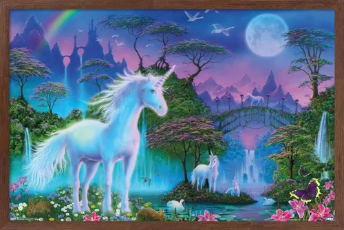 Miniatura 10 de Trends International Póster de pared de Unicorn Meadow, 14.725 x 22.375 pulgadas, versión enmarcada de madera de granero