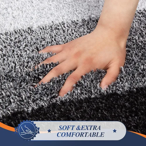 Miniatura 3 de Walensee Contour Rug (20 x 24, color negro degradado) - antideslizante, absorbente de agua, alfombra de baño de microfibra suave, lavable a máquina