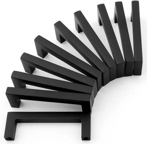 Miniatura 67 de KOOFIZO Paquete de 10 pomos negros para gabinete, pomos negros mate para cajones, K08, tiradores cuadrados de un solo agujero para gabinetes