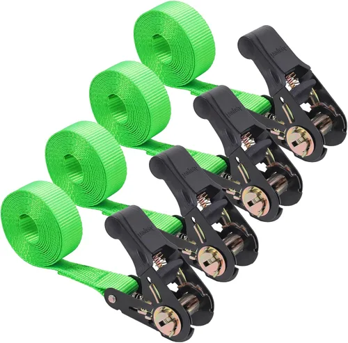 Miniatura 10 de Correas de Amarre de Trinquete Sin Fin para Carga Pesada, Correa Negra de Nailon Resistente con Trinquete de Sujeción, Accesorios de Resorte