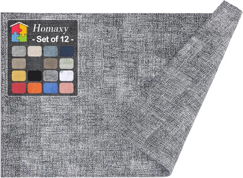 Miniatura 72 de Homaxy - Juego de 6 manteles individuales de piel sintética resistentes al calor para mesa de comedor, impermeables, lavables, limpiables, manteles