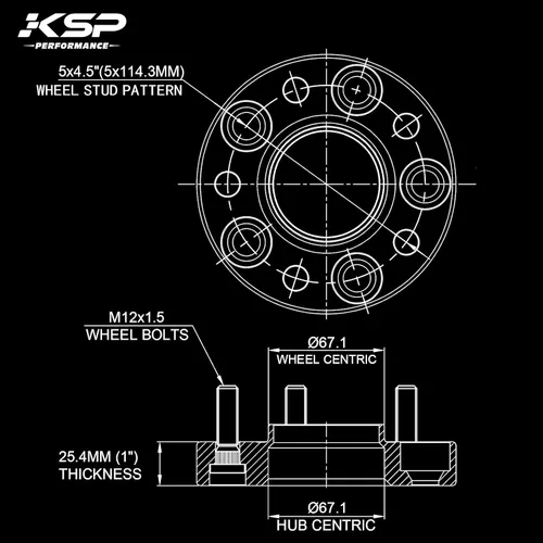 Miniatura 2 de KSP - Espaciador de rueda de brújula de 5 x 4.5 pulgadas, espaciadores de neumáticos de 1 pulgada compatibles con Je/ep Patriot Ford Fusion Escape 5