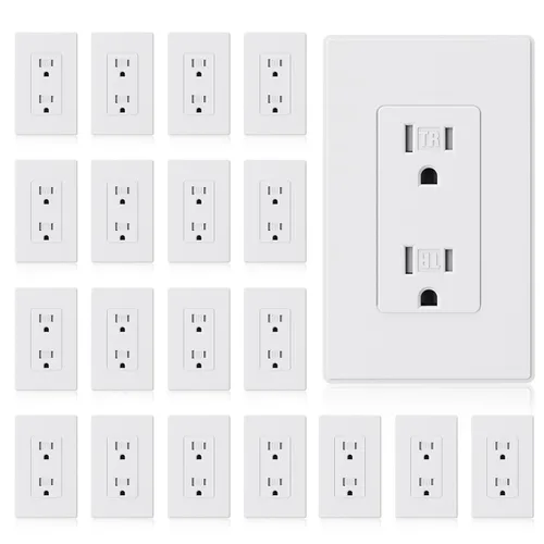 Miniatura 14 de ELEGRP Toma de corriente decorativa de pared, resistente a manipulaciones, 15 amperios, enchufe eléctrico de pared estándar, grado residencial
